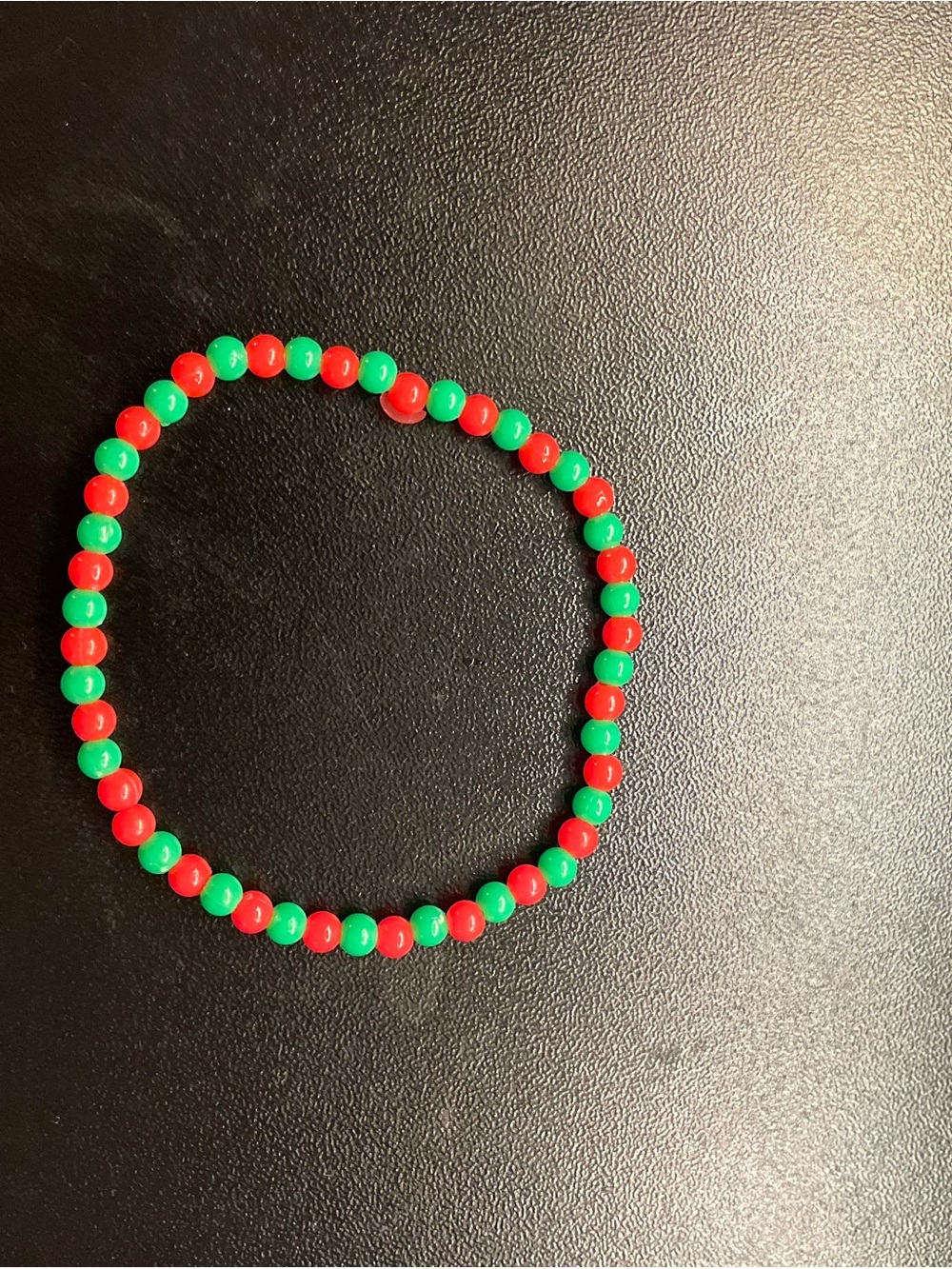 Red and Green Beaded Stretch Bracelet